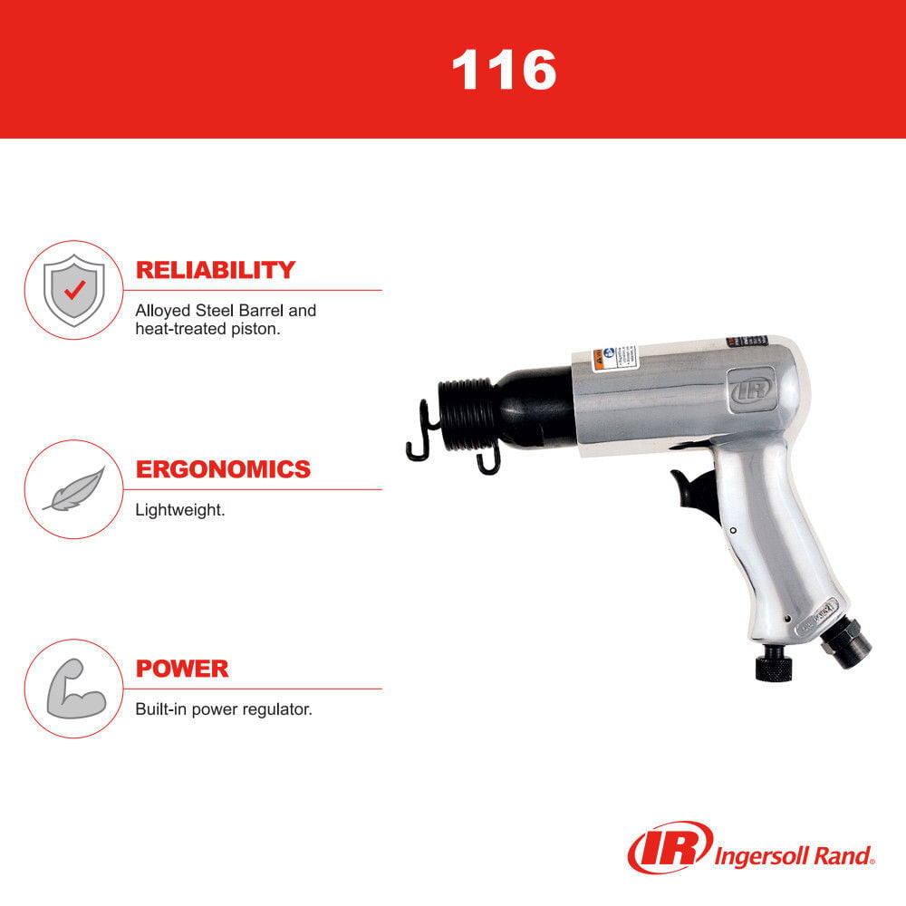 Ingersoll Rand Standard Duty Air Hammer 0.401 Inch Shank, 5000 BPM, 1.63 Inch Stroke, large image number 6