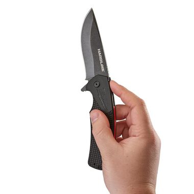 Milwaukee 3.5 in. HARDLINE Smooth Recurve Drop Point Blade Pocket Knife, large image number 4