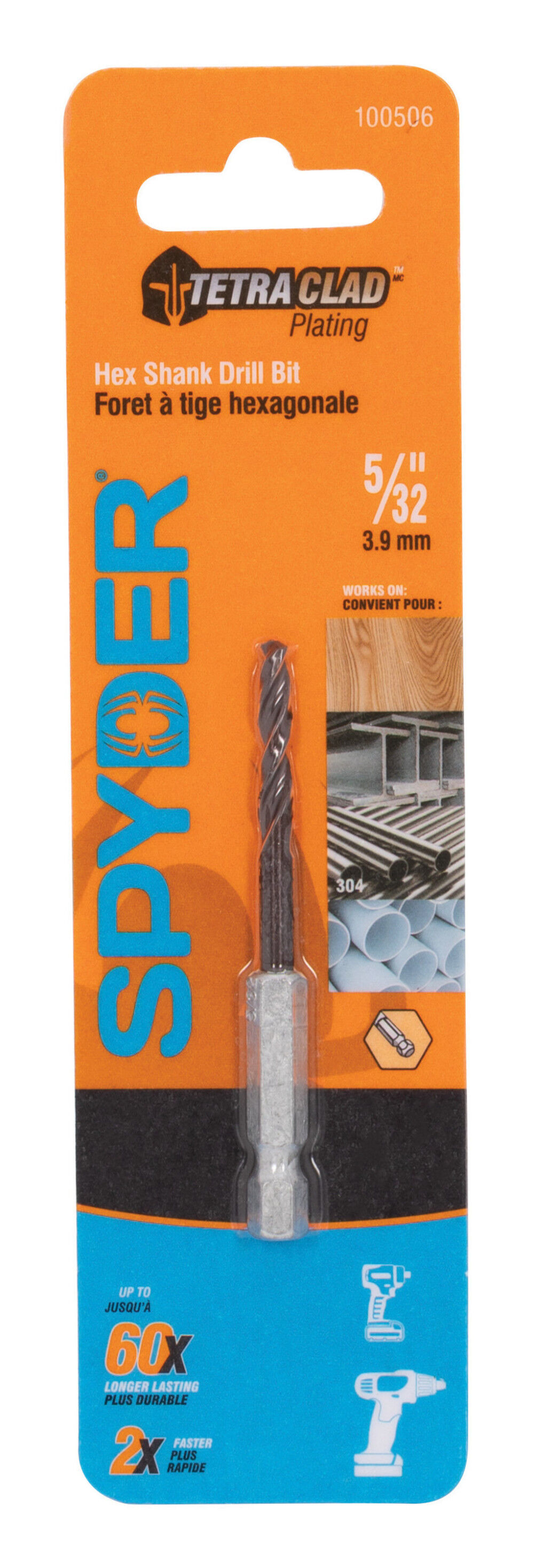 Spyder 5/32 Inch Hex Shank Drill Bit, TetraClad Coating, large image number 7