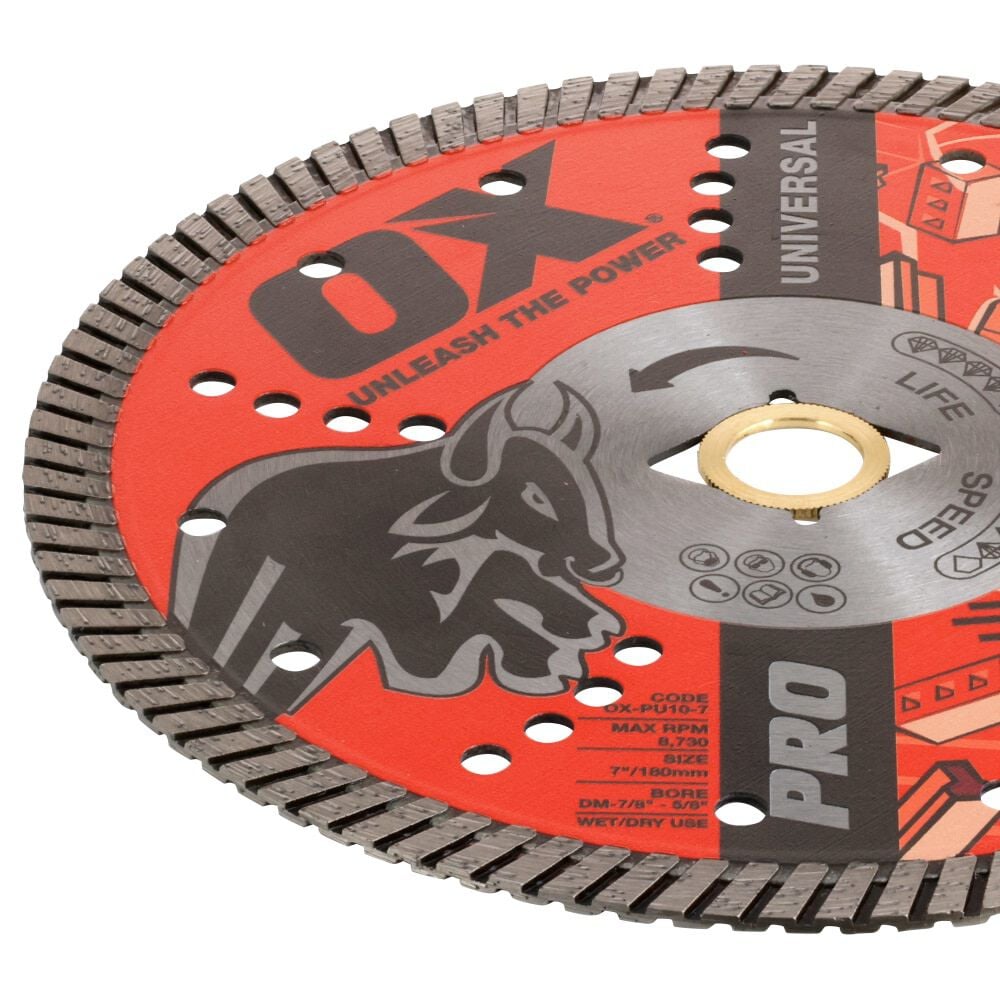 Ox Tools Pro Universal 7 Inch Turbo Rim Diamond Blade for Concrete, Metal, and Stone, large image number 3