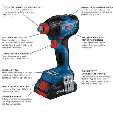Bosch 18V 2-Tool Combo Kit with Connected-Ready Freak Two-In-One 1/4in and 1/2in Impact Driver & Connected-Ready 1/2in Hammer Drill/Driver, large image number 1