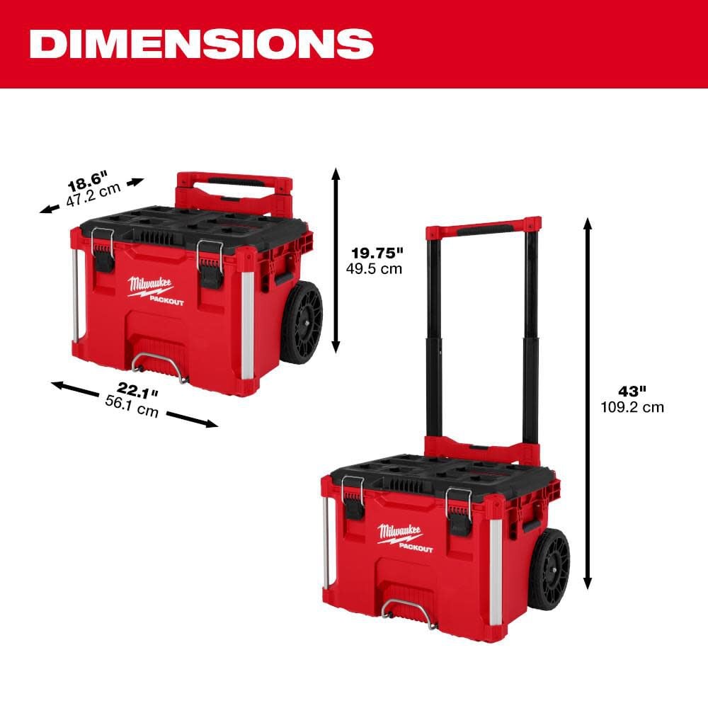 Milwaukee PACKOUT Rolling Tool Box with Low Profile Handle, large image number 3
