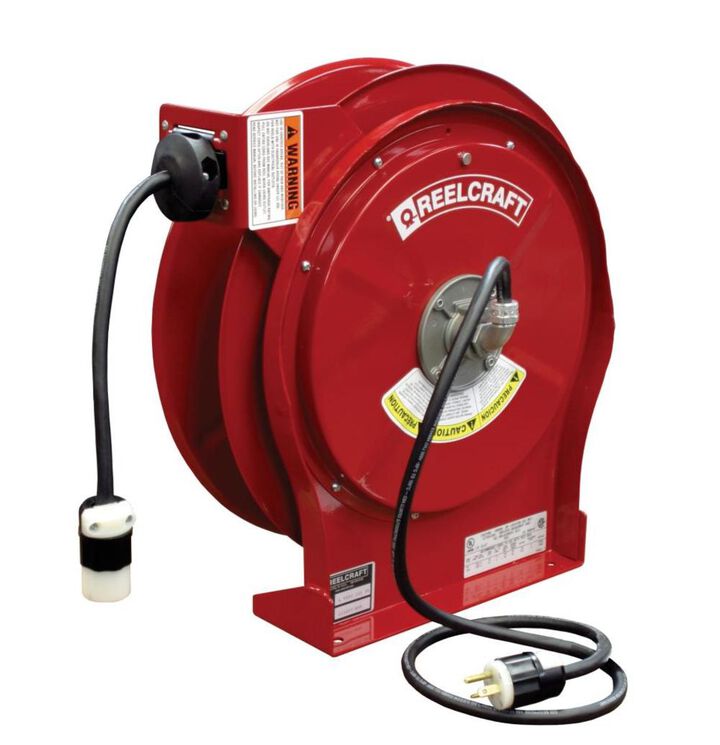 Reelcraft Single Receptacle Power Cord Reel Steel Series L5005 50'