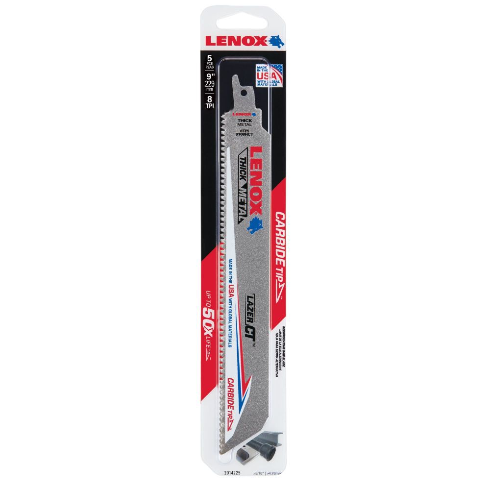 Lenox 9 Inch x 1 Inch Lazer CT Carbide Tipped Reciprocating Saw Blades 5 Pieces, large image number 6