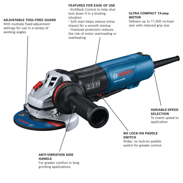 Bosch 5 Inch Angle Grinder with Brake Reconditioned, large image number 2