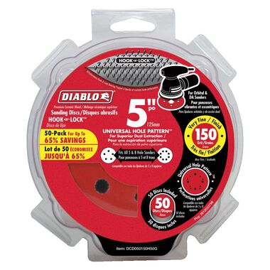 Diablo Tools 5" 150 Grit (Very Fine) ROS Hook & Lock Discs (50-Pack), large image number 3