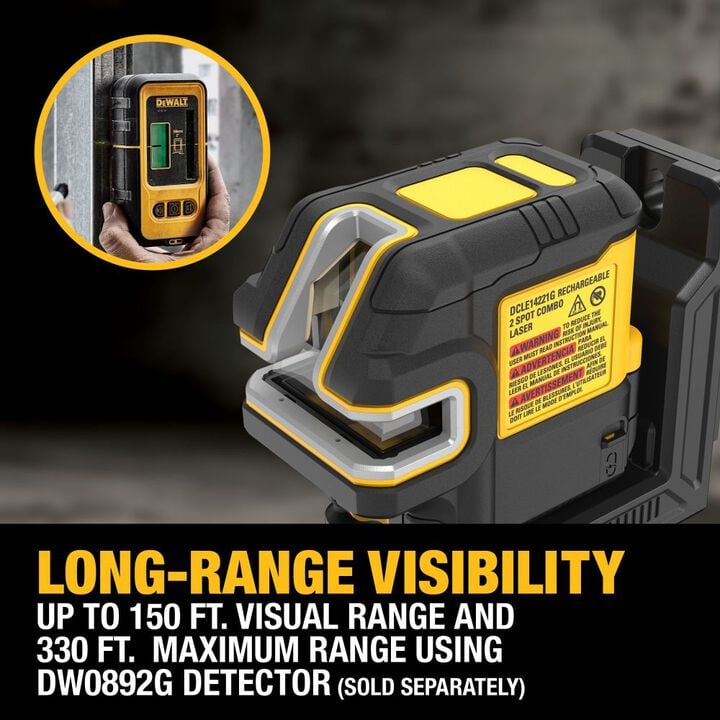DEWALT USB Rechargeable Green 2 Spot & Cross Line Laser Base Kit, large image number 3