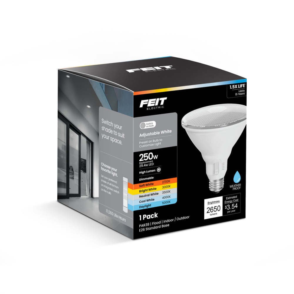 Feit Electric 29.4W 2650 Lumens E26 Base PAR38 Adjustable LED Bulb White, large image number 3