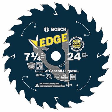 Bosch 7-1/4 In. 24 Tooth Edge Cordless Circular Saw Blade for General Purpose