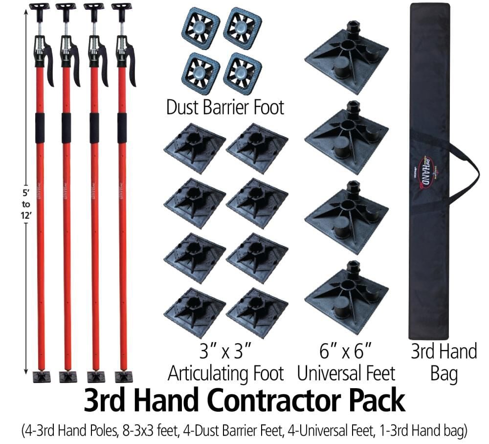 Fastcap 57 Inch to 12 Ft 3rd Hand HD Contractor Support Pole Kit with Storage Bag and Dust Barrier Accessories, large image number 2