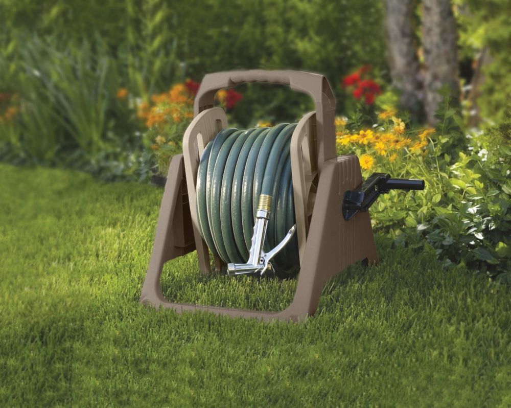 Suncast 100 Ft. Resin Portable Wall Mount Hose Reel, Dark Taupe, large image number 2