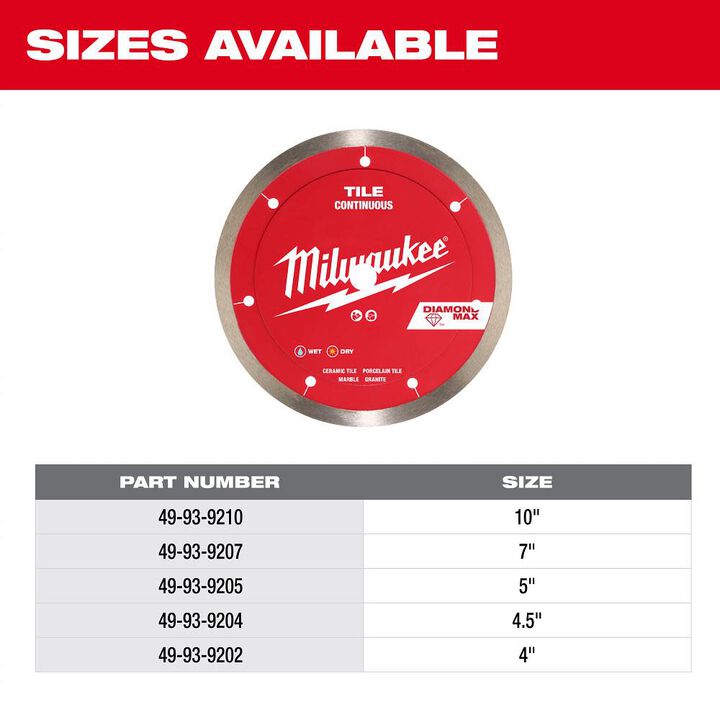 Milwaukee DIAMOND MAX 10 Inch Continuous Rim Diamond Blade for Tile and Stone, large image number 7