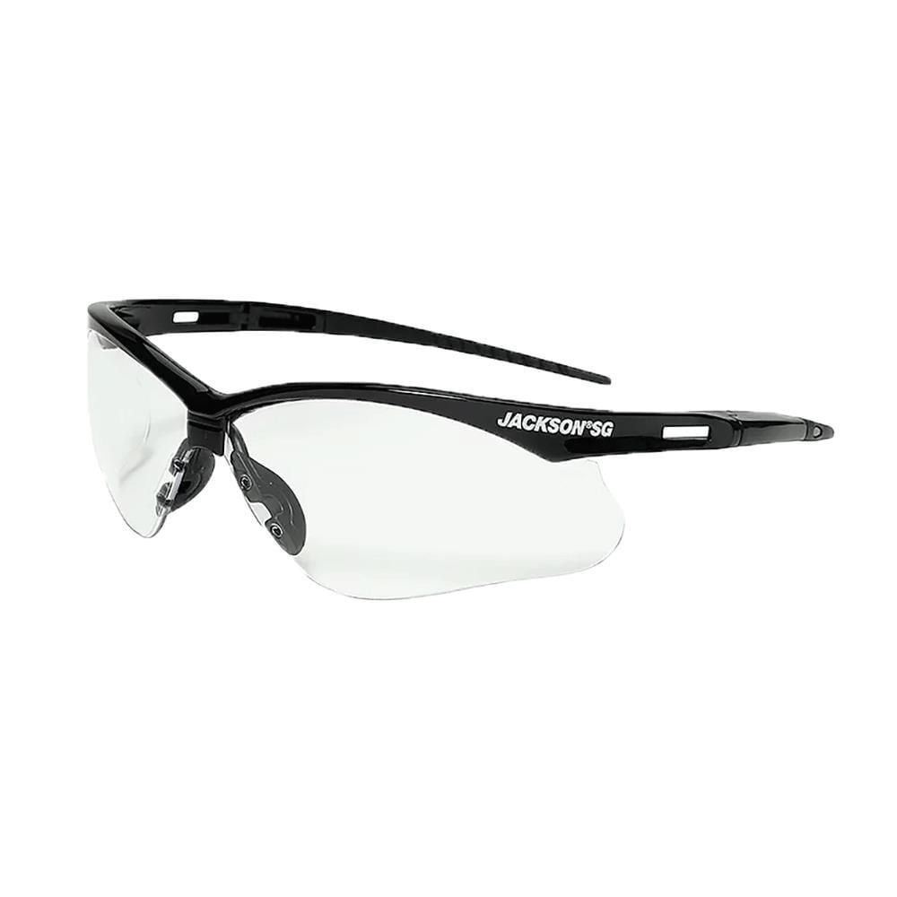 Jackson Safety Lightweight Ultra-Strong SG Safety Glasses with Soft Touch Temples and Flexible Nose Piece Anti-Fog Coating Clear Lens Black Frame 1 Pair, large image number 1