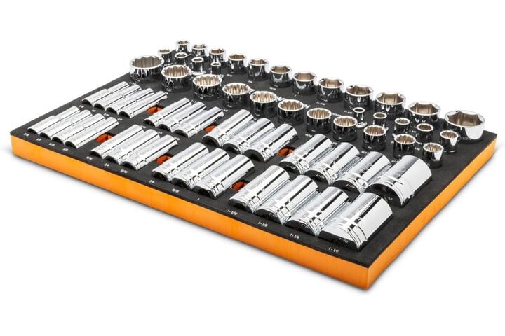 GEARWRENCH 67 Piece 1/2 Inch Metric and 60 Piece 1/2 Inch SAE Socket Set Bundle with Tray, large image number 10