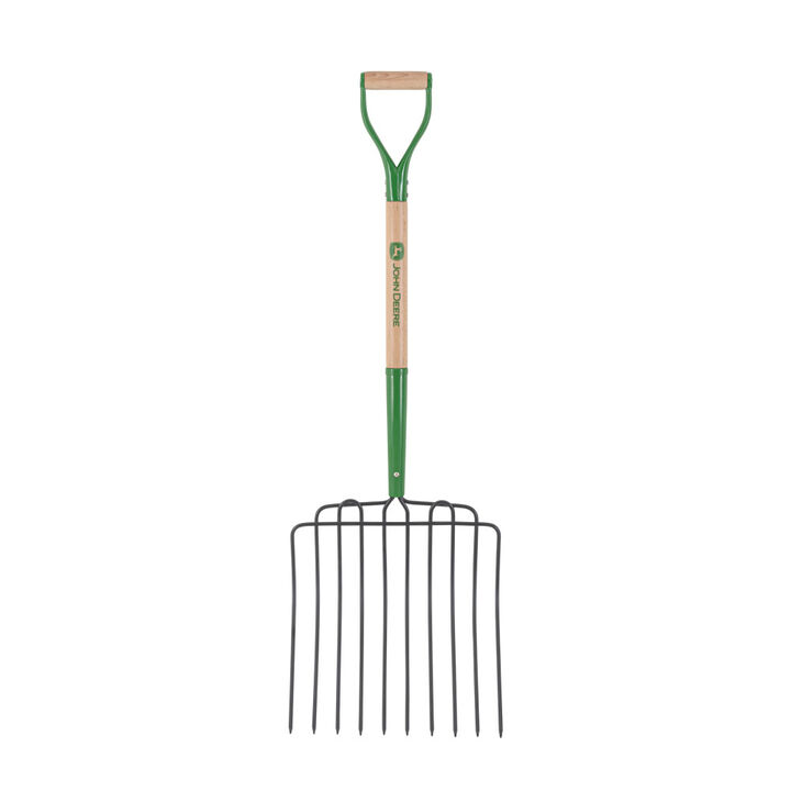 John Deere 10 Tine Steel Manure and Ensilage Fork with 30 Inch Wood Handle