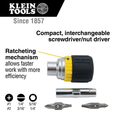 Klein Tools 6-in-1 Ratcheting Screwdriver, large image number 1