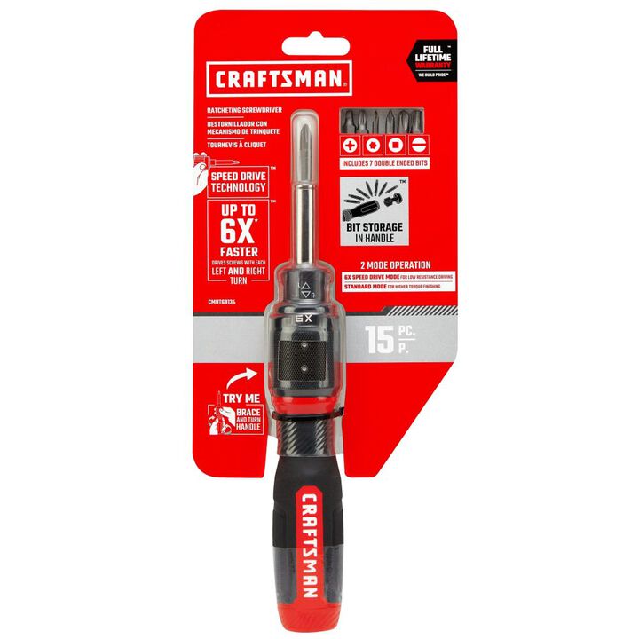 CRAFTSMAN 6x SpeedDrive Ratcheting Screwdriver, 15 Piece, large image number 4