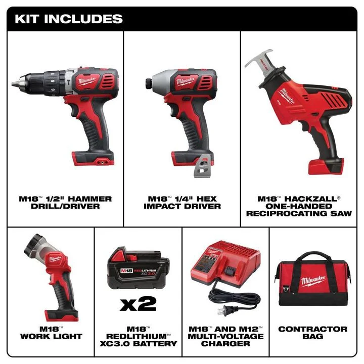 Milwaukee M18 4-Piece Combo Kit, large image number 1