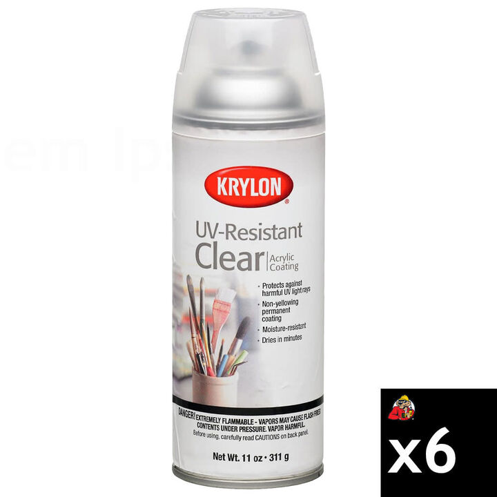 Krylon 11 Oz. Clear UV-Resistant Acrylic Coating Aerosol Spray, 6 Pieces, Case