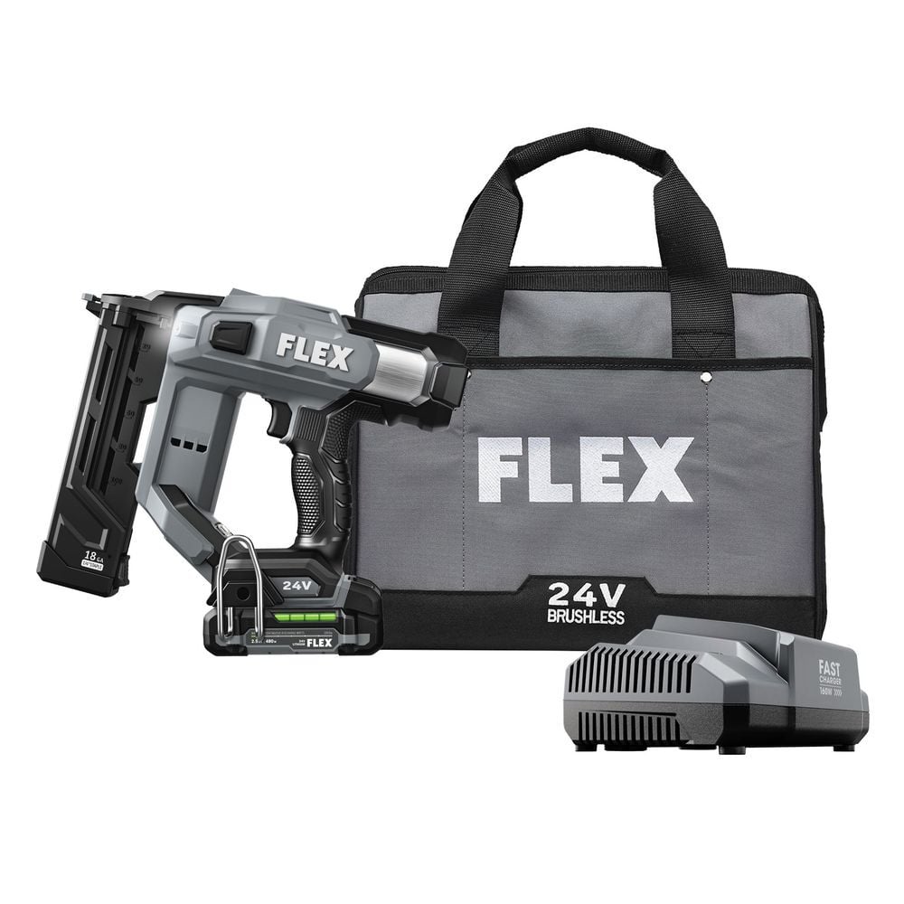 FLEX 24V Cordless 18 Gauge 1/4 Inch Narrow Crown Stapler Kit, large image number 1