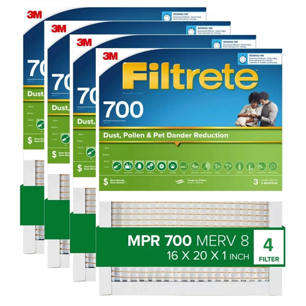 3M 16 Inch x 20 Inch 700 MPR MERV 8 Dust Reduction Air Filter – 4 Pack – 4021875-4 Pack