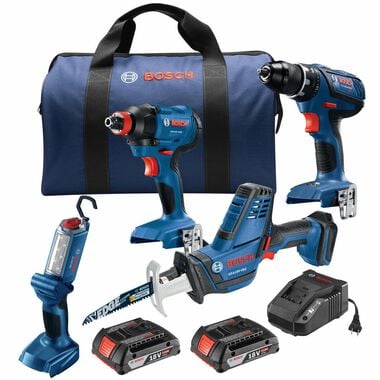 Bosch 18V 4 Tool Combo Kit Factory Reconditioned