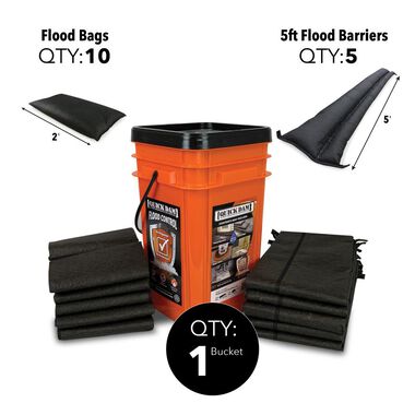 Quick Dam Grab and Go Flood Kit Includes 5-5 ft Flood Barriers and 10-2 ft Flood Bags in Bucket, large image number 11