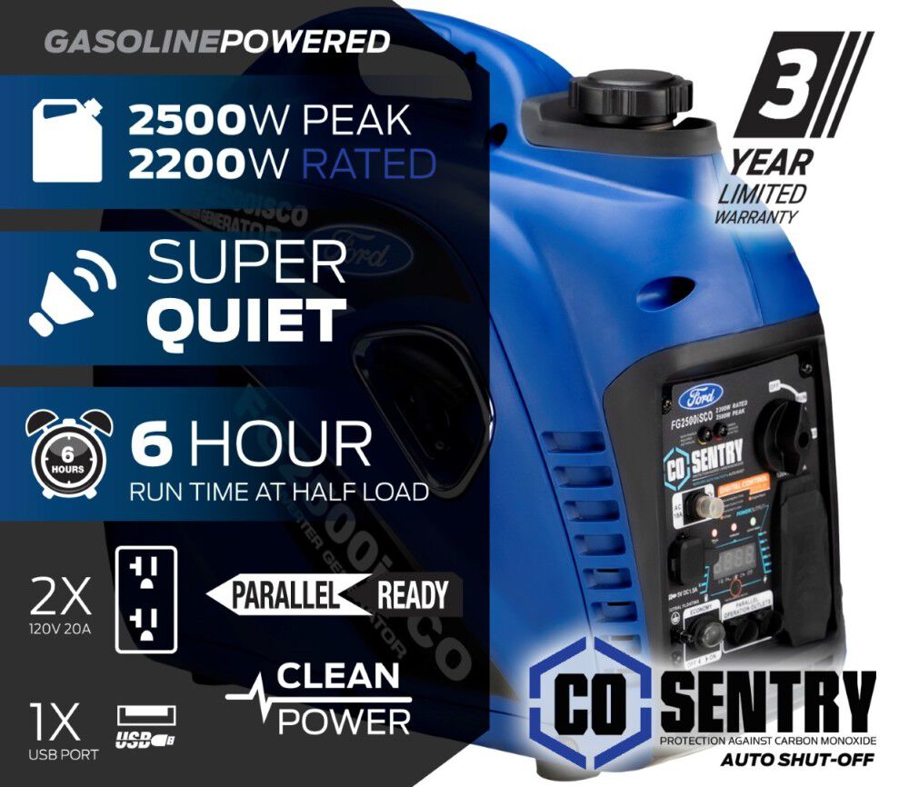 Ford 2,500 Watt Gas Powered 50-State Portable Inverter Generator, large image number 3