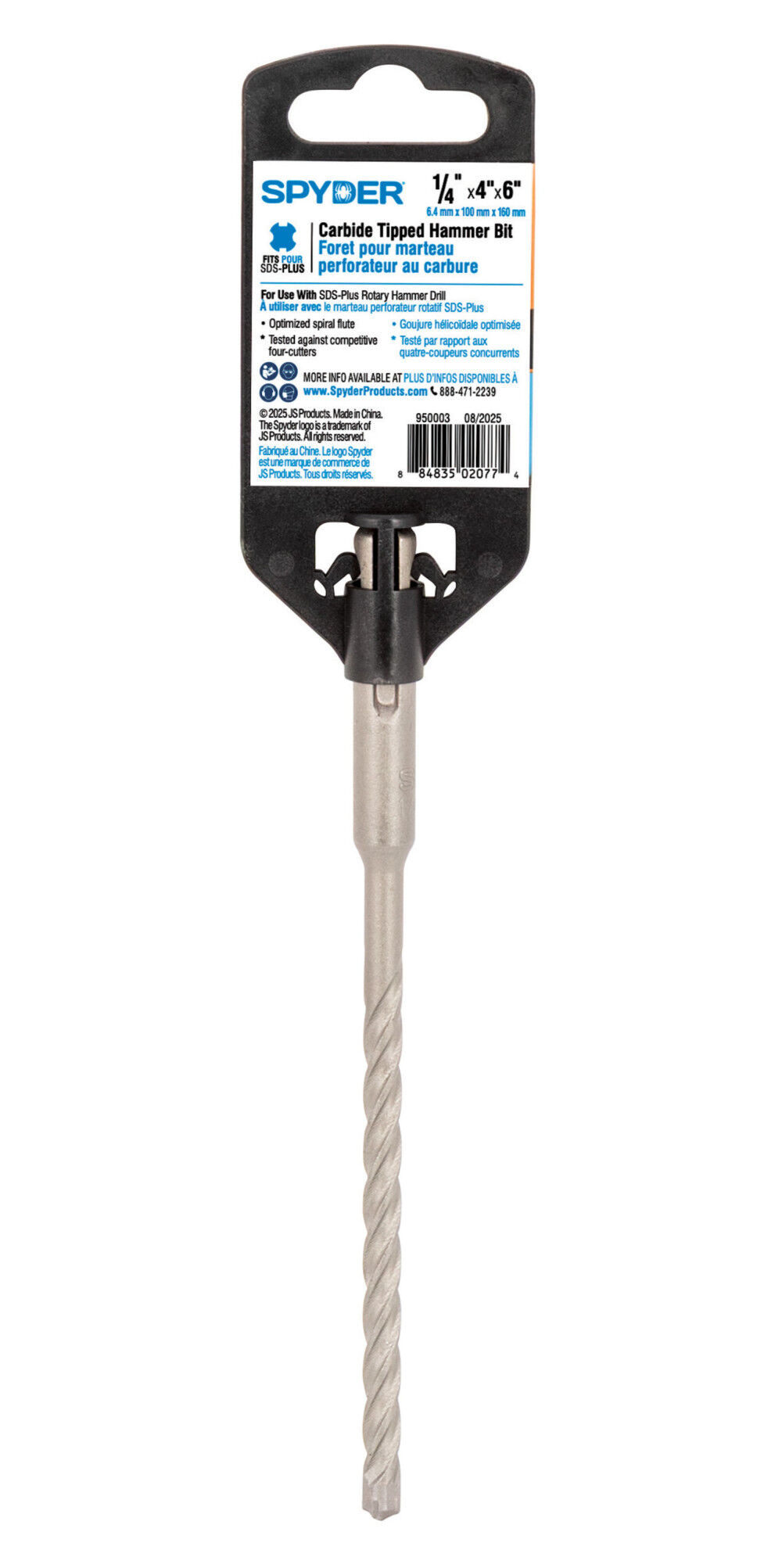 Spyder 1/4 Inch x 6 Inch SDS-Plus 4-Cutter Carbide-Tip Rotary Hammer Drill Bit, large image number 10
