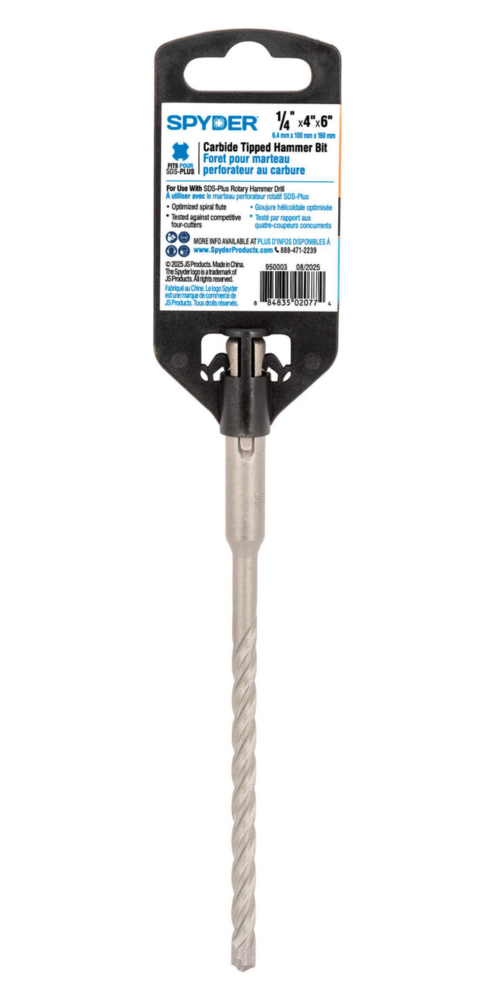 Spyder 1/4 Inch x 6 Inch SDS-Plus 4-Cutter Carbide-Tip Rotary Hammer Drill Bit, large image number 9