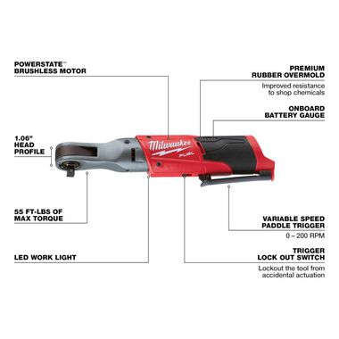 Milwaukee M12 FUEL Ratchet (Bare Tool) 2557-20 - Acme Tools