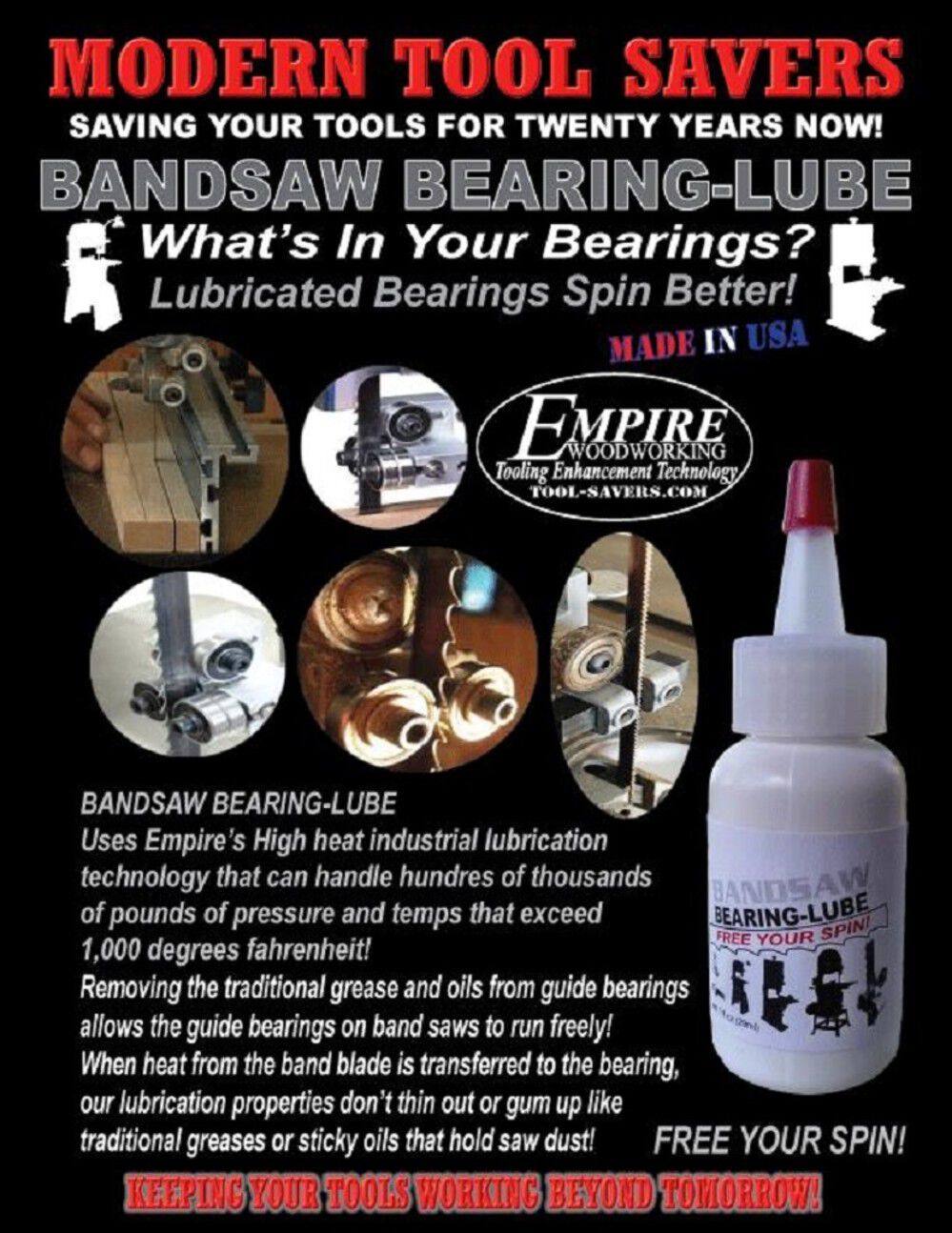 Empire Mfg Bandsaw Bearing Lube - 1 Oz., large image number 2