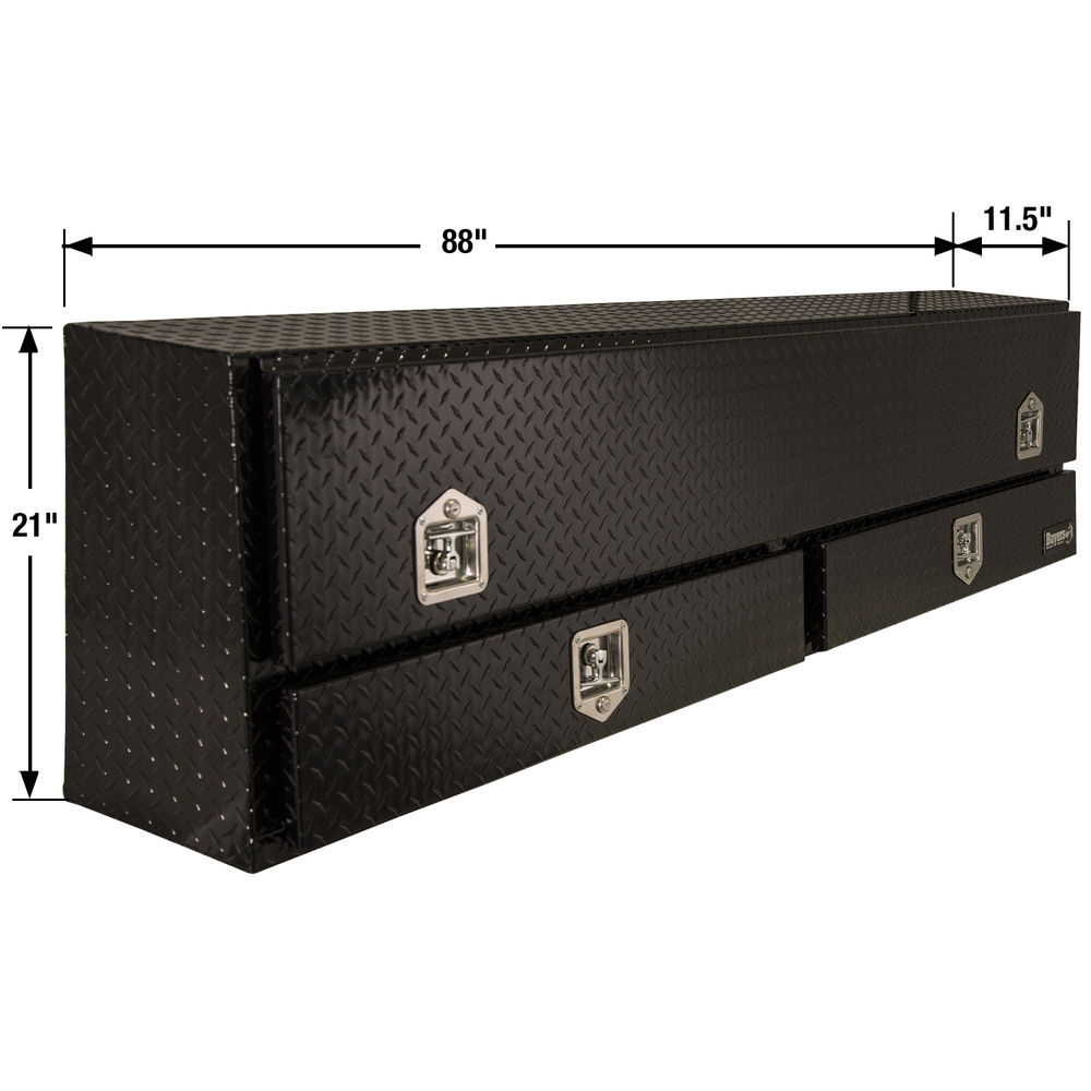 Buyers Products Company 21x13x96 Inch Gloss Black Diamond Tread Aluminum Pick-Up Truck Contractor With Lower Door, large image number 5