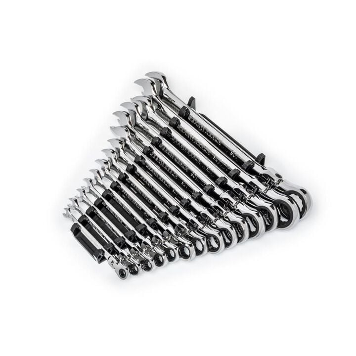 GEARWRENCH 14 Pc 90T 12 Point Flex Head Ratcheting Combination SAE Wrench Set