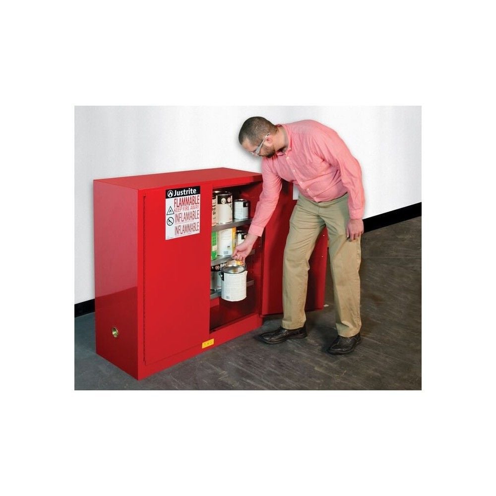Justrite 40 Gallon Red Steel Manual Close Paint Safety Cabinet, large image number 3
