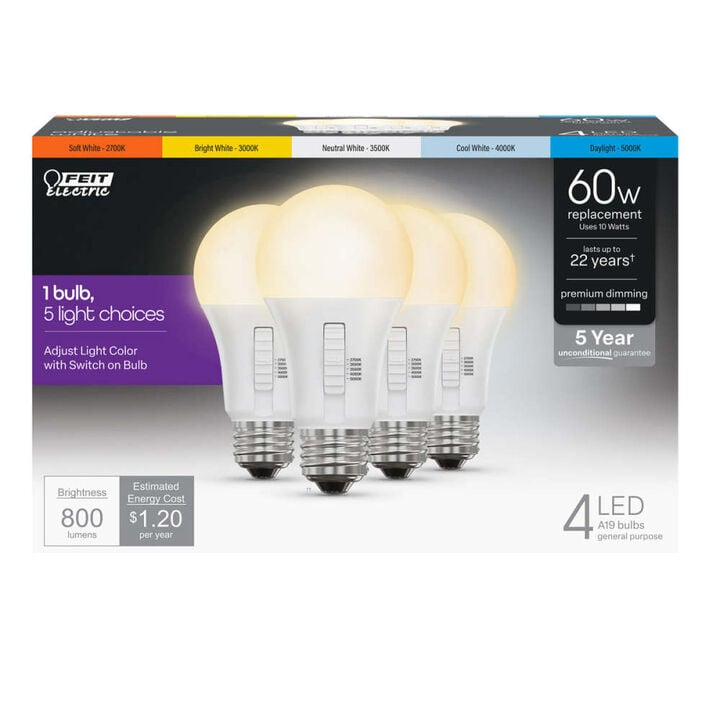 Feit Electric 10W 800 Lumens 9000K E26 Base A19 LED Light Bulb White 10 Pieces