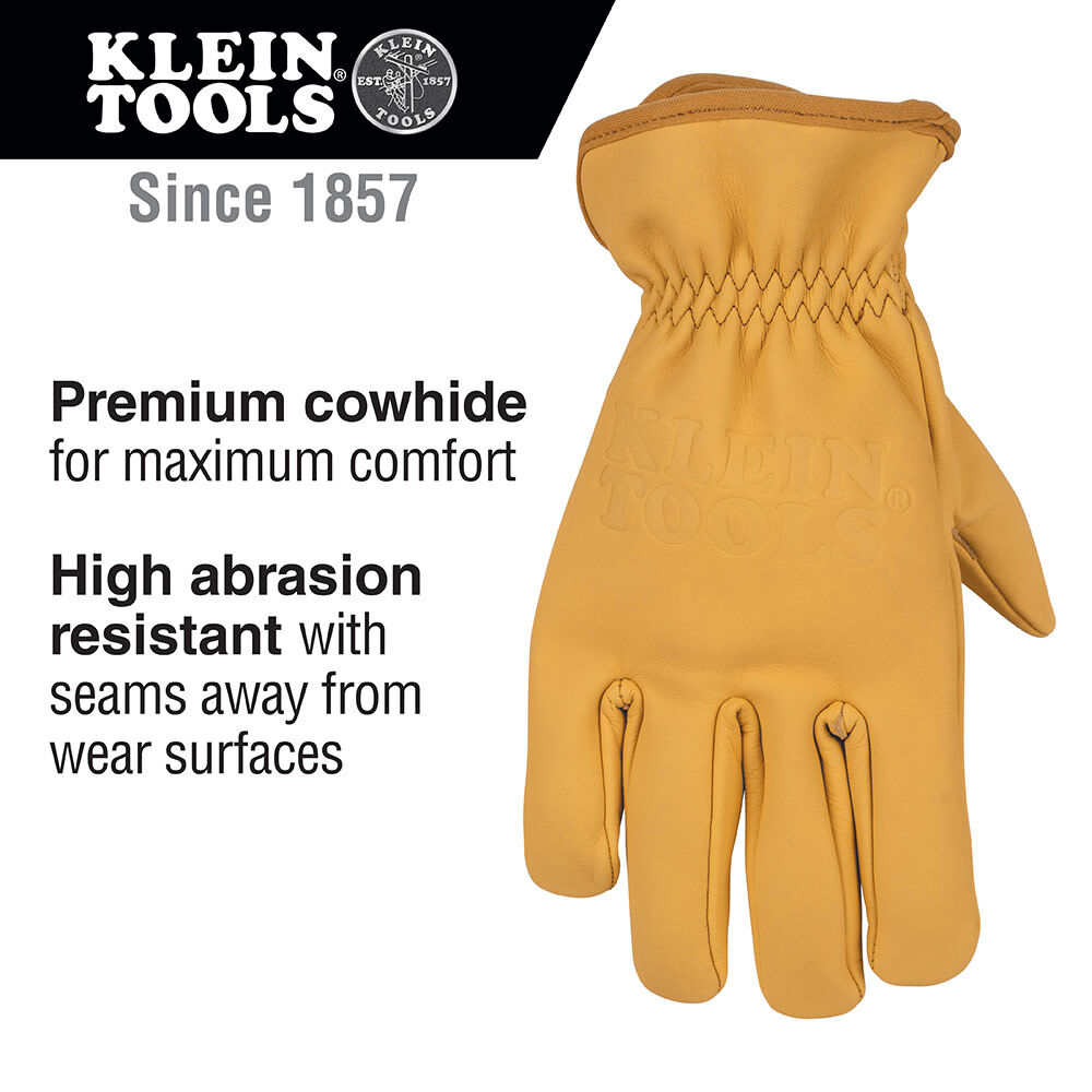 Klein Tools Premium Cowhide Leather Work Gloves, XL, large image number 2