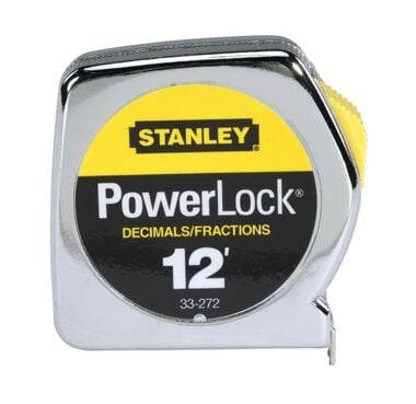 Stanley Powerlock Decimal Tape Rule with Metal Case 1/2 In. x 12 Ft., large image number 0