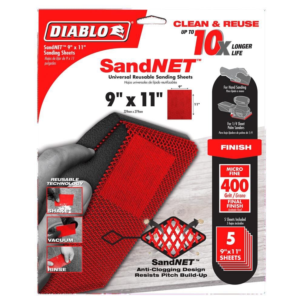 Diablo Tools SandNET Sanding Sheets 9 x 11 400 Grit Universal Reusable 5pc, large image number 3