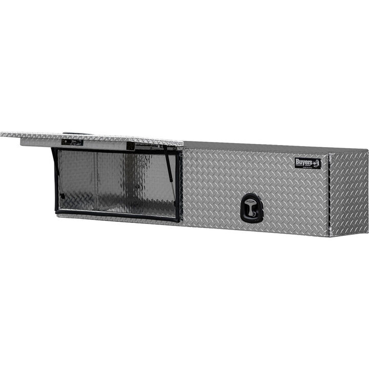 Buyers Products Company 18x16x90 Inch Diamond Tread Aluminum Topsider Truck Box with Flip-Up Doors, large image number 4