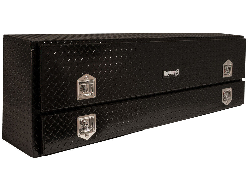 Buyers Products Company 21x13x72 Inch Gloss Black Diamond Tread Aluminum Pick-Up Contractor With Lower Door – 1725640