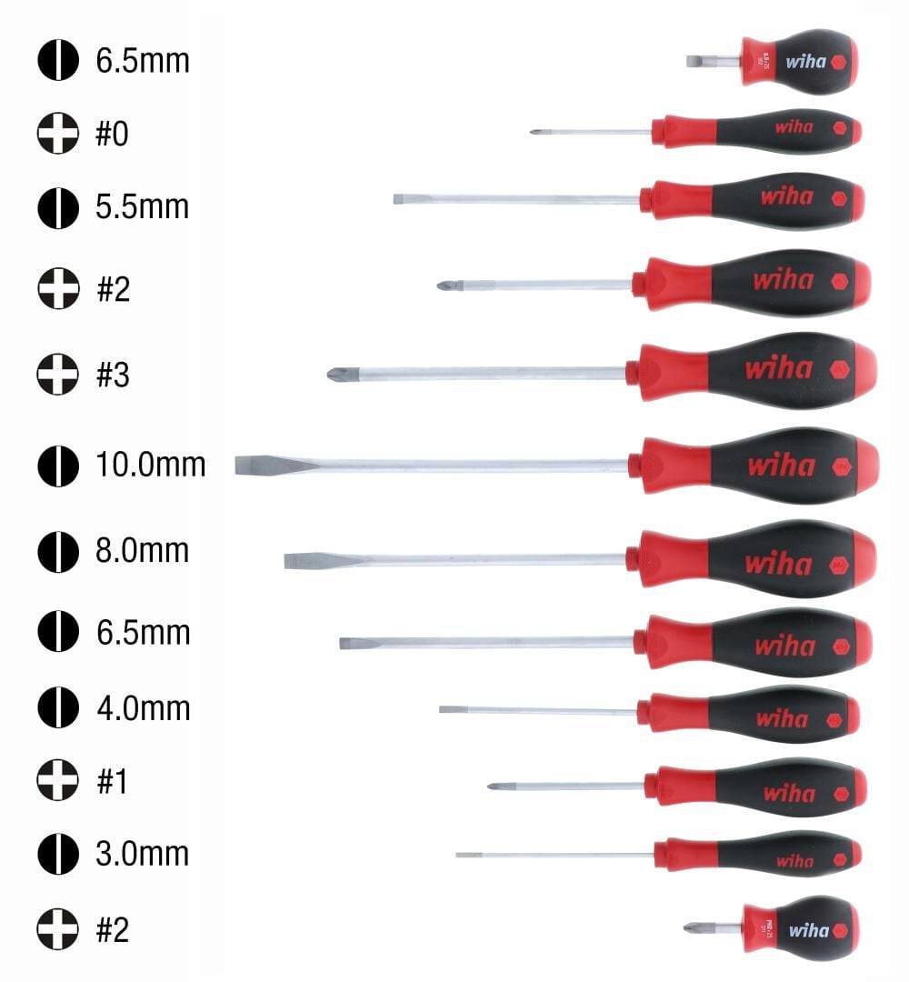 Wiha SoftFinish Slotted & Phillips Screwdriver Set 12 Piece, large image number 6