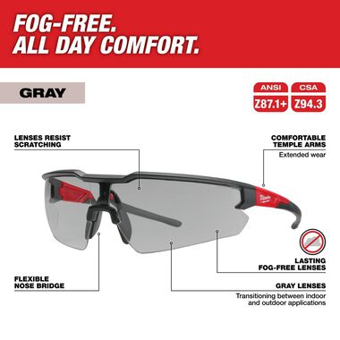 Milwaukee Safety Glasses - Gray Fog-Free Lenses, large image number 1