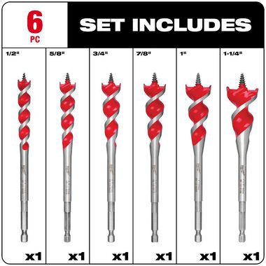 Milwaukee 6-1/2 in. SPEED FEED Wood Bit Set (6 Piece), large image number 2