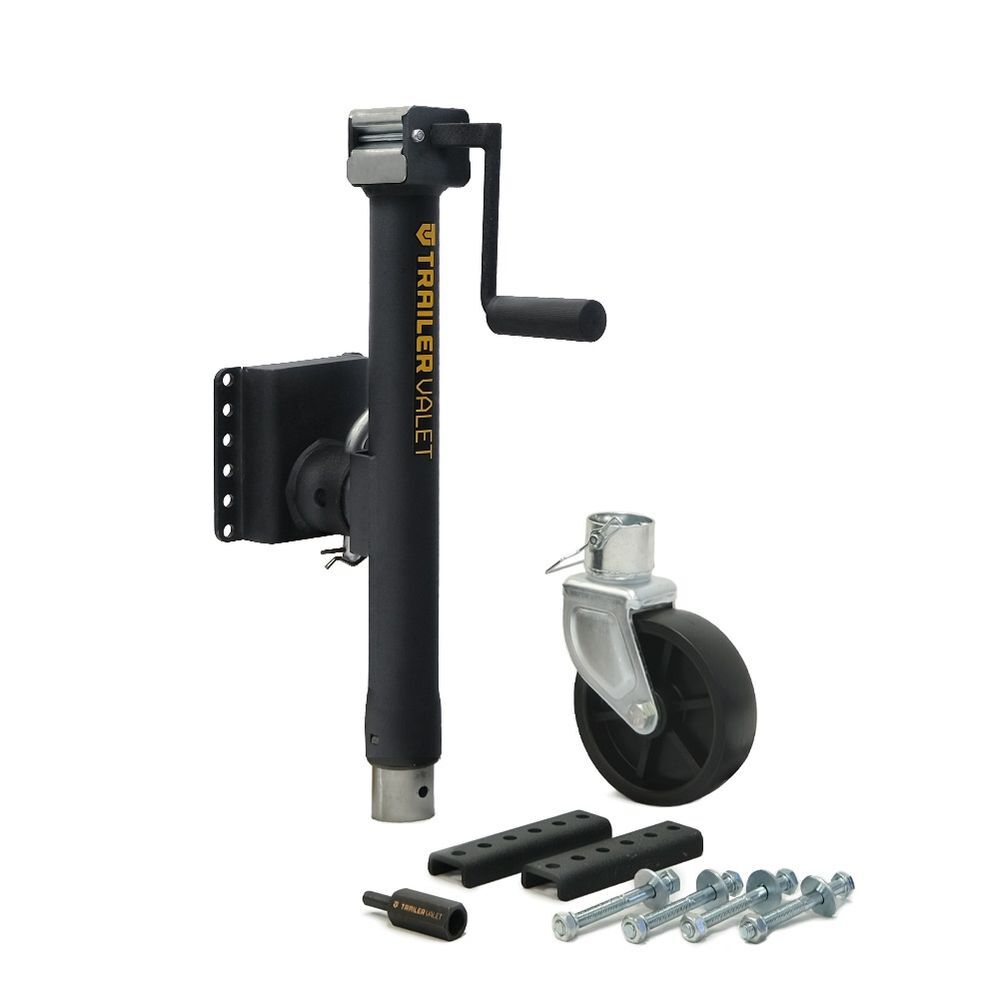 Trailer Valet TVJX5-S - 5000 lbs Side Pipe Mount Bracket Drill Jack with Wheel, large image number 1