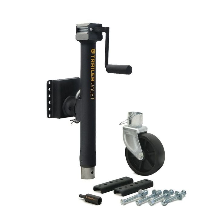 Trailer Valet TVJX5-S - 5000 lbs Side Pipe Mount Bracket Drill Jack with Wheel