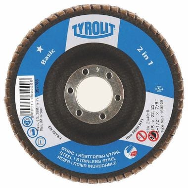 Diamond Products Tyrolit BASIC 2 in 1 Zirconia Flap Discs for Steel and Stainless Steel-Type 29