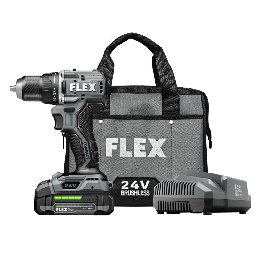 FLEX 24V Cordless 1/2 Inch 2 Speed Compact Drill Driver Kit, large image number 3