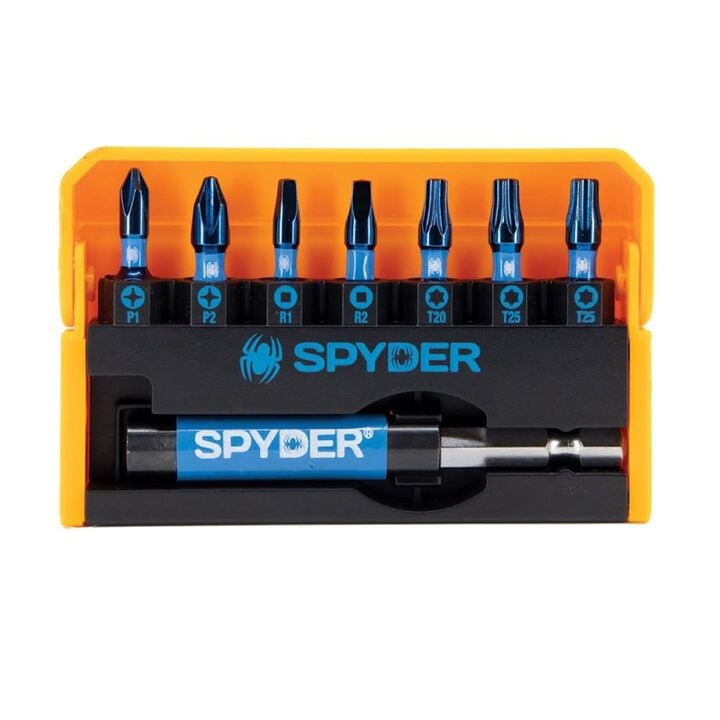 Spyder Impact Screwdriver Bit Set, with 3 Inch Magnetic Bit Holder, 8 Pieces