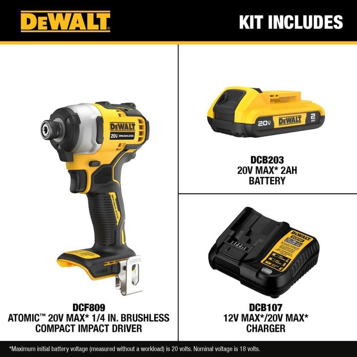 DEWALT ATOMIC 20V MAX 1/4 Inch Compact Impact Driver Kit & Elite Series 100pc Drill Driver Set, large image number 3